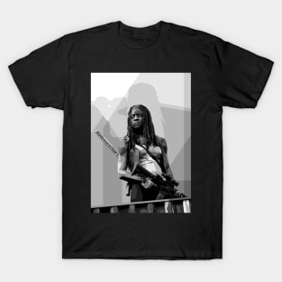 Michonne WPAP Pop art in Black white Colour T-Shirt